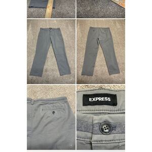 Express mens chino athletic slim pants sz 34x30 gray stretch